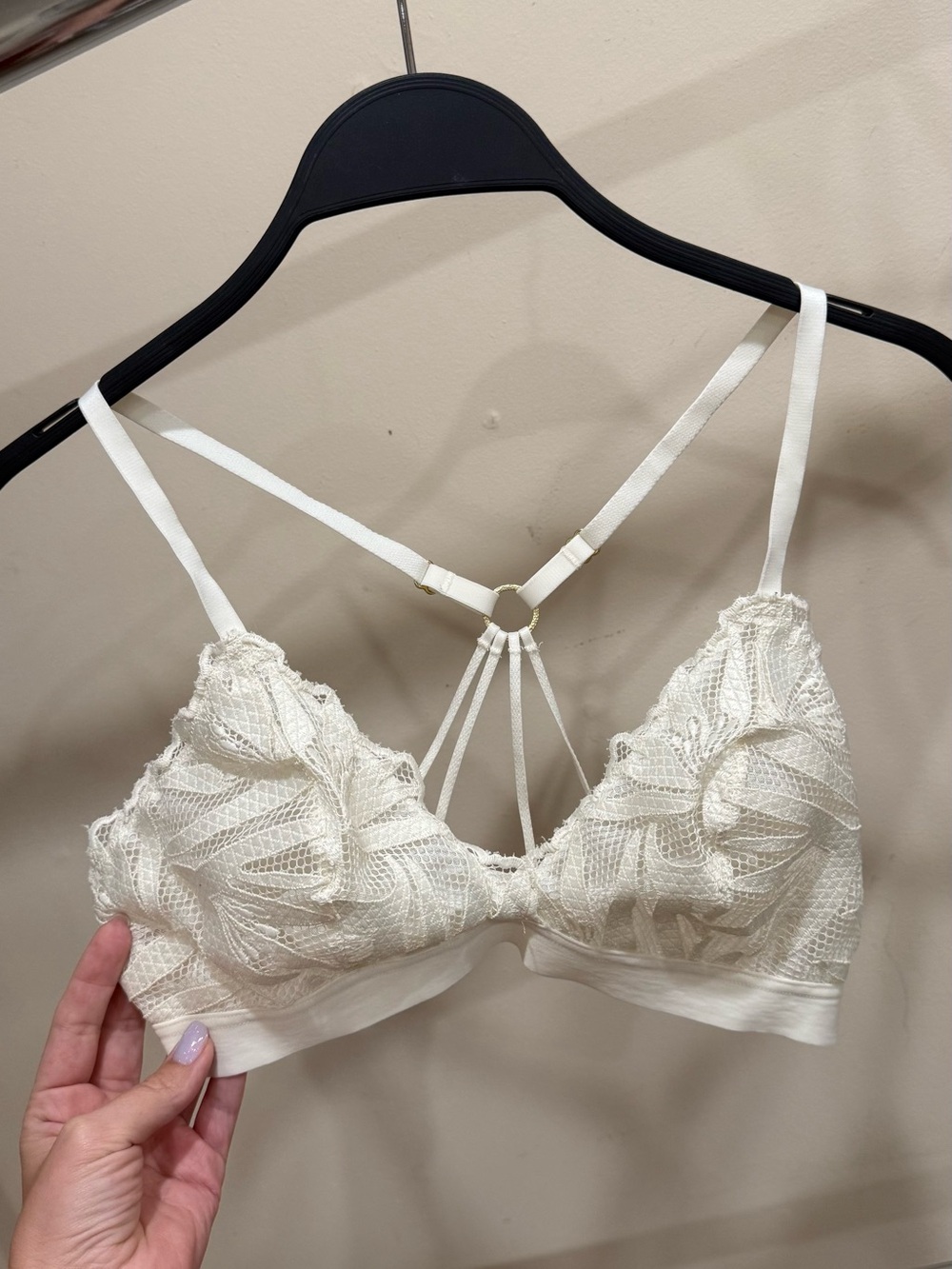 Aerie Ivory Lace Strappy Back Bralette Size M